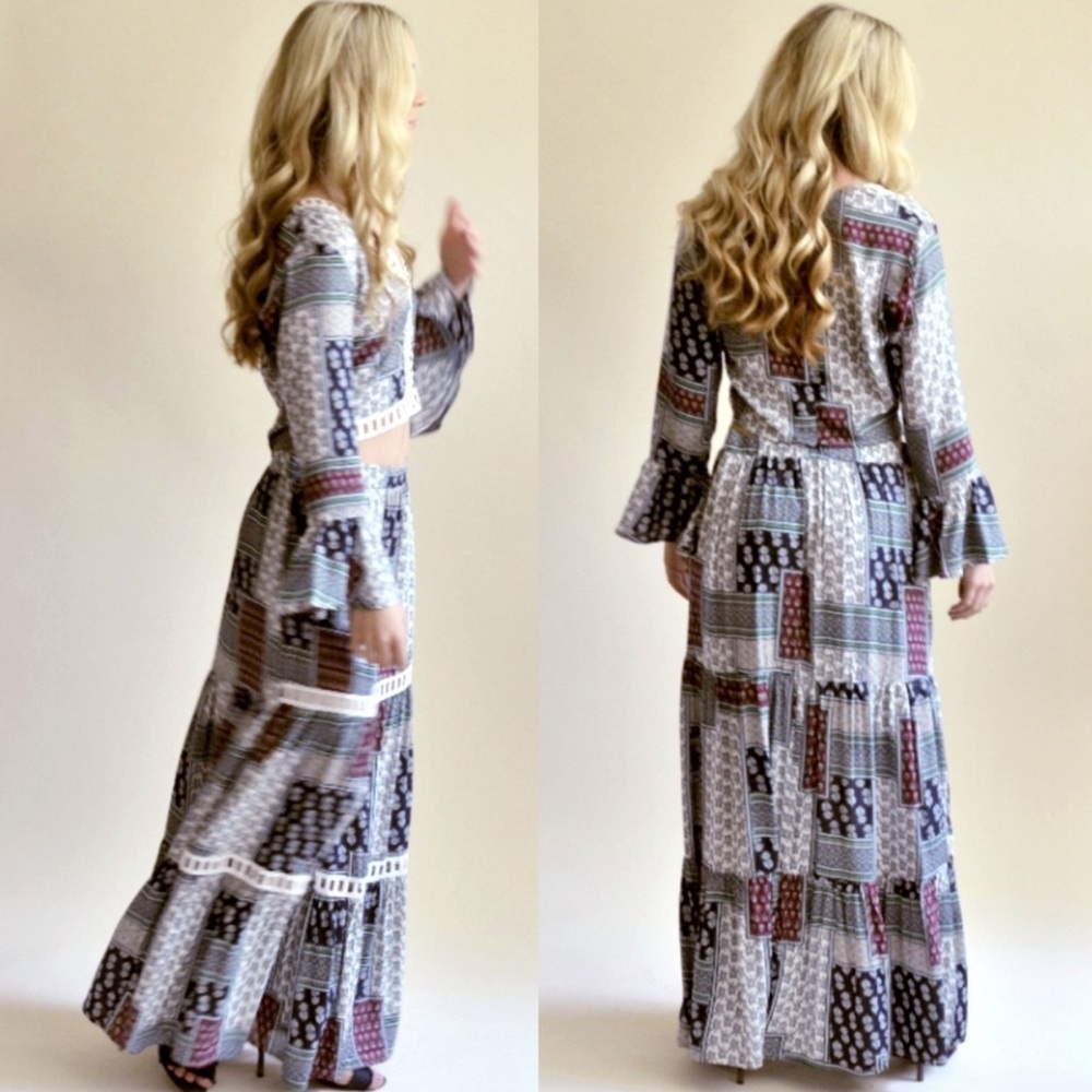 Bohemian 2 Piece Crop and Maxi Skirt - Picture 2 of 3